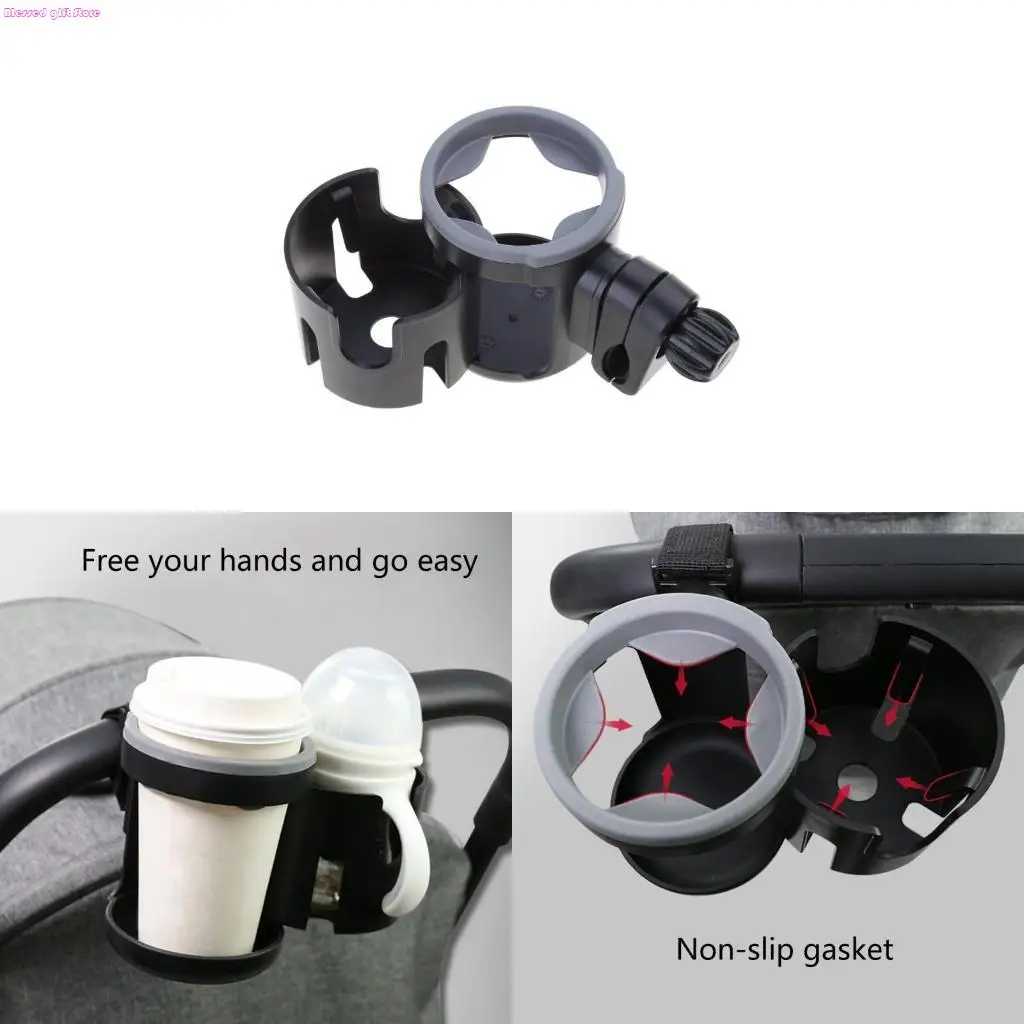 D0JC Stroller Cup Holder for 2 Cups Universal Bottle Holder for Wheelchair Durable