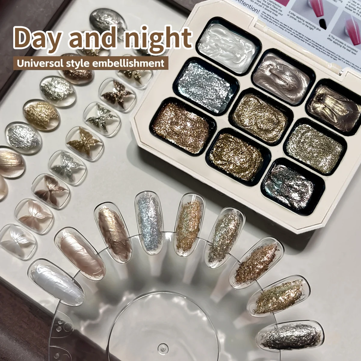 9-Color Gel Polish Set, Alcohol-Free Nail Art Gel, Firm Pat Glue, Salon & Home Use, Ideal Christmas Gift for Women