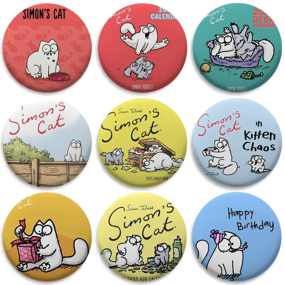 

Cartoon S-Simons-Cat Badges Round Exquisite Badge Brooches Creative Pins For Clothes Hat Backpack Gift Accessories