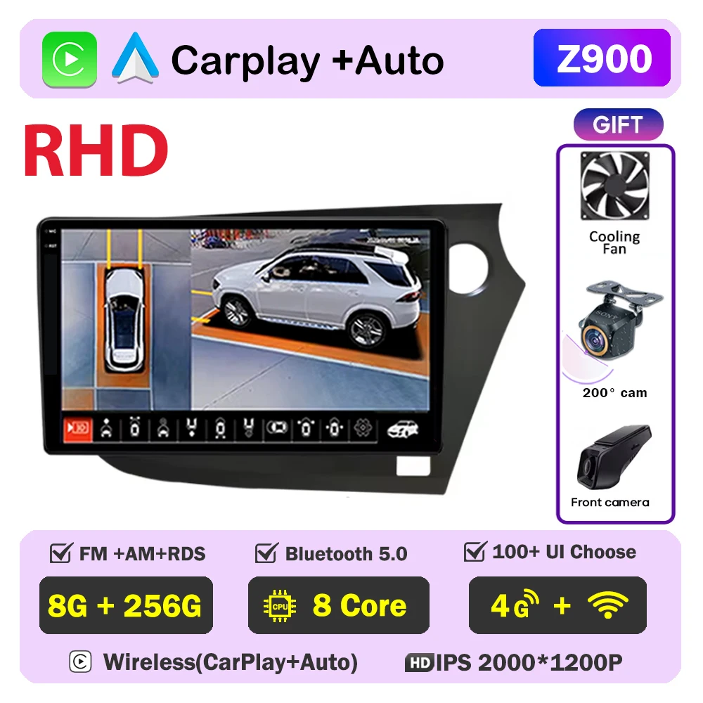 Autoradio Android Navigatie Voor Honda Insight 2009 2010 2011-2014 Multimedia Video Player Head Unit Geen 2din DVD QLED scherm