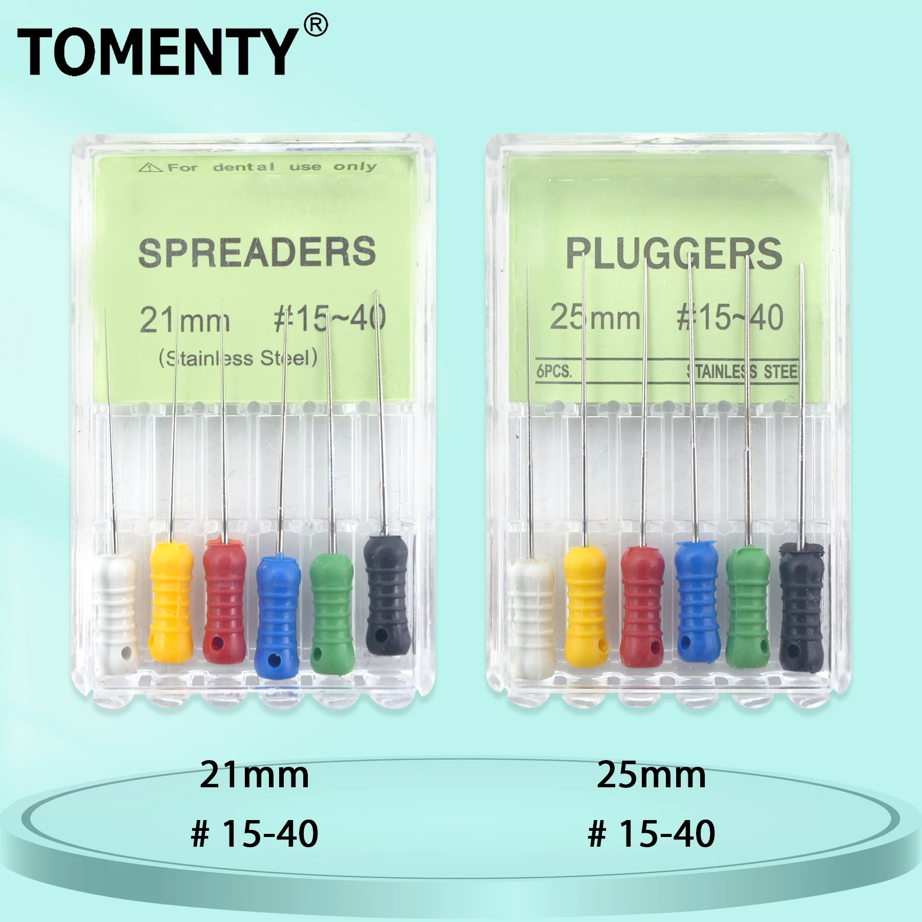 

6Pcs/Box Stainless Steel Dental Spreaders Tapered Finger Pluggers for Endodontics Root Cleaning Dentistry Tools