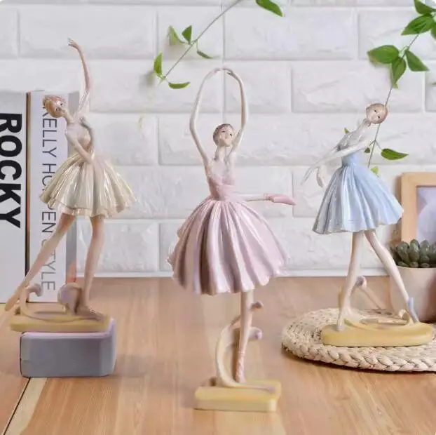 

Modern Ballet Dancing Girl Statue Resin Dance Adornments Office Desktop Sculpture Crafts Home Bedroom Porch Figurines Decoration