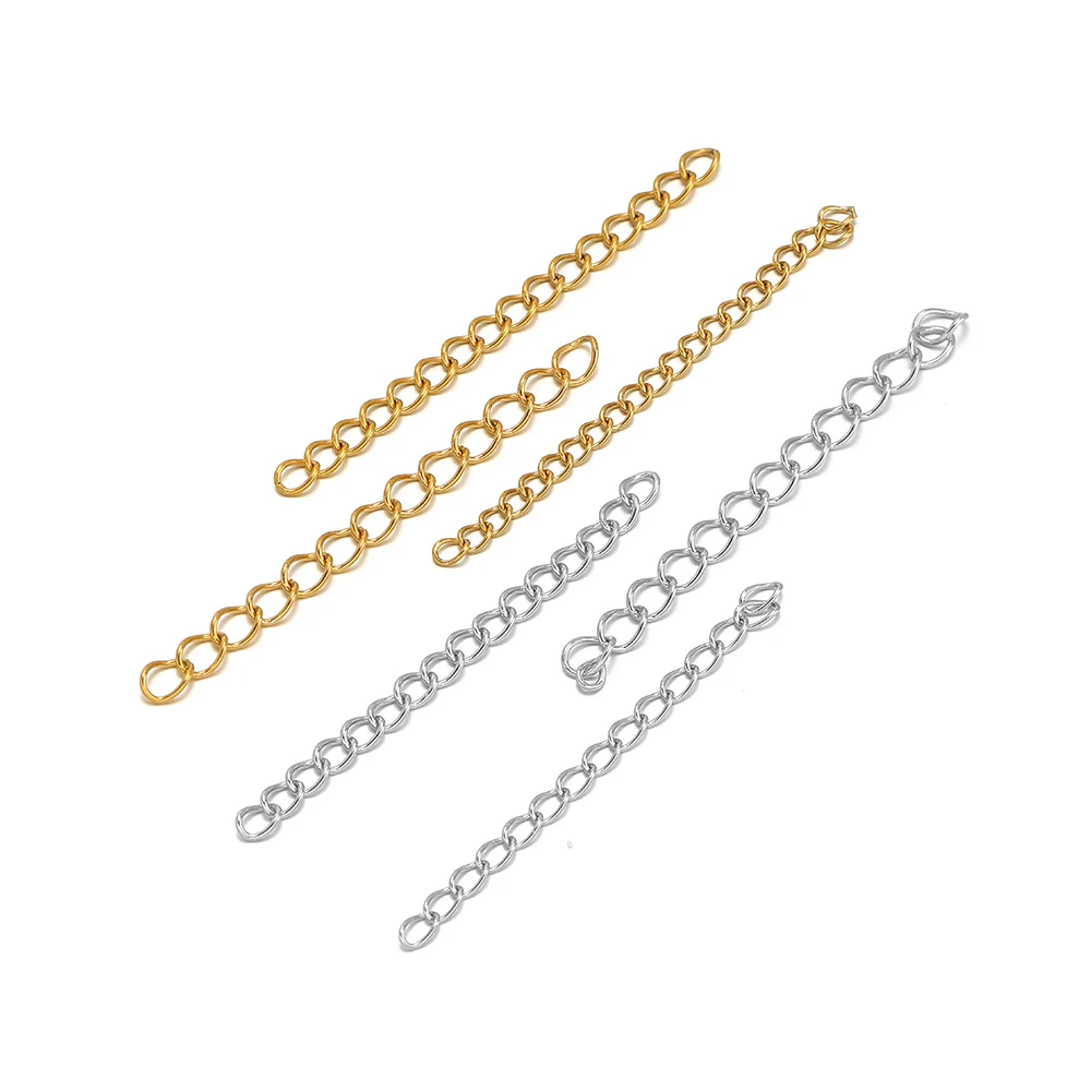 

50 шт., удлинительные цепочки из нержавеющей стали 5 см, позолоченные 18 К хвостовые цепочки оптом для самостоятельного изготовления ювелирных изделий, ожерелье, браслет, аксессуары
