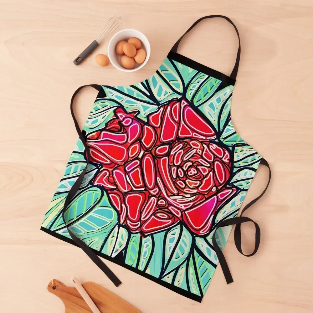 

Fresh red rose Apron Woman Work waterproof for women kitchen clothes Woman Kitchen Apron