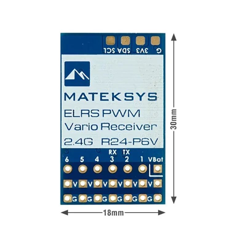 2.4G ExpressLRS Mateksys R24-V Receiver, Integrated Barometer Variometer for INAV Fixed Wing Sailplane Drones