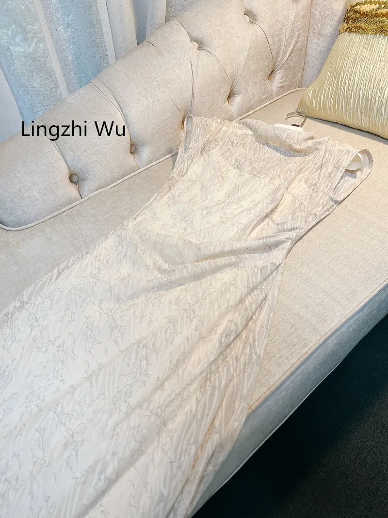 Lingzhi Wu Chinese Style Dress Female Slim Waist Fish Tail Long Dresses Summer Elegant Cheongsam Long Vestidos New Arrival