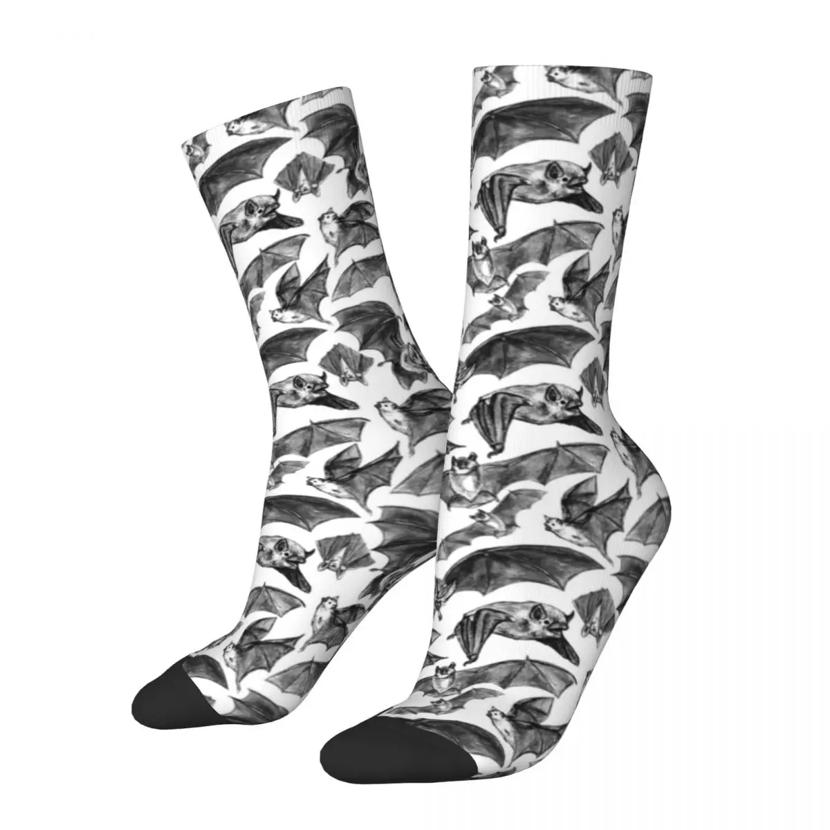 Bat Pattern Socks Winter Spooky Flying Bats Stockings Modern Women Men Warm Soft Socks Custom Running Non Slip Socks