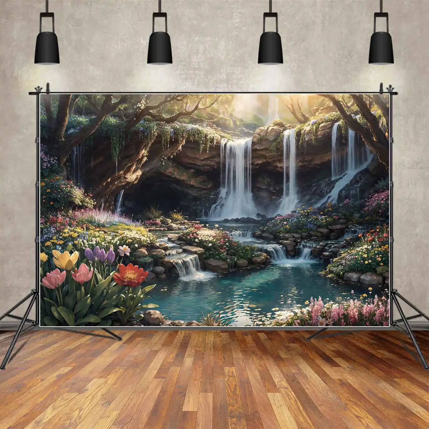 Montanha Cachoeira Fotografia Cenário, Custom Photo Booth, adereços de estúdio, Primavera fundo, Decoração Fotografia, Festa Infantil