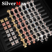 Hip Hop Iced 15mm Full Moissanite Diamond Earrings Bracelet For Men & Women 925 Sterling Silver Luxury Jewelry Cuban Chain Gift