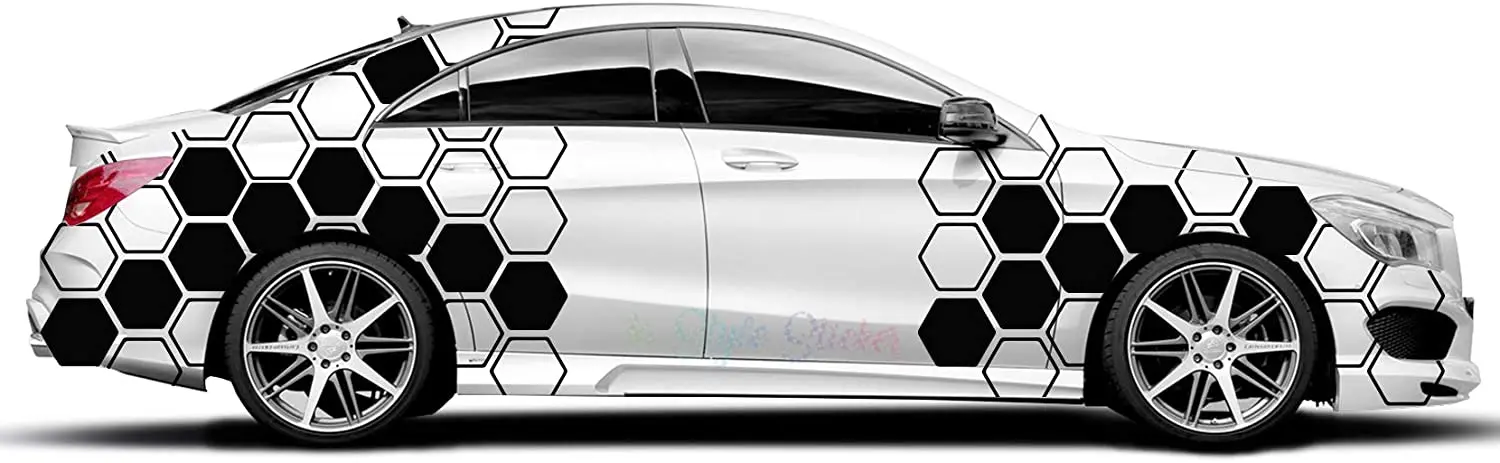 Sticker Auto Dekor Seitenaufkleber Set Waben Muster Rauten Hexagon Aufkleber Rautenmuster Wabendesign Car Stickers Car Wrap