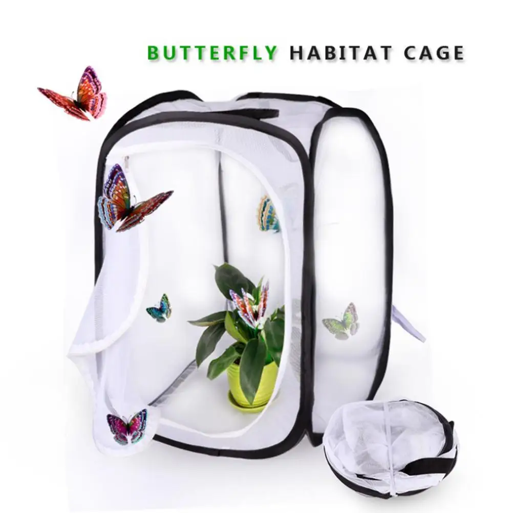 

30x30cm Foldable Cage Portable House Dragonfly Habitat Outdoor Nature Exploration Toys (Zipper for Random Color)