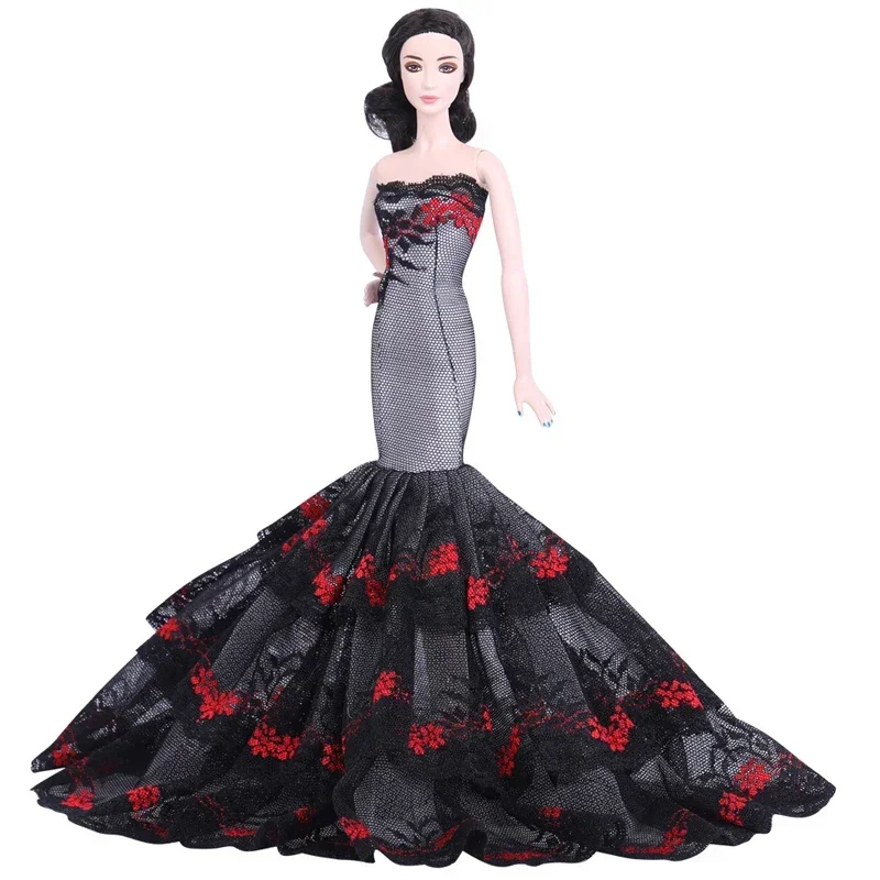 Robe de soirée noire classique pour poupée BJD, vêtements de princesse, tenue de fête, jouets, 1/6