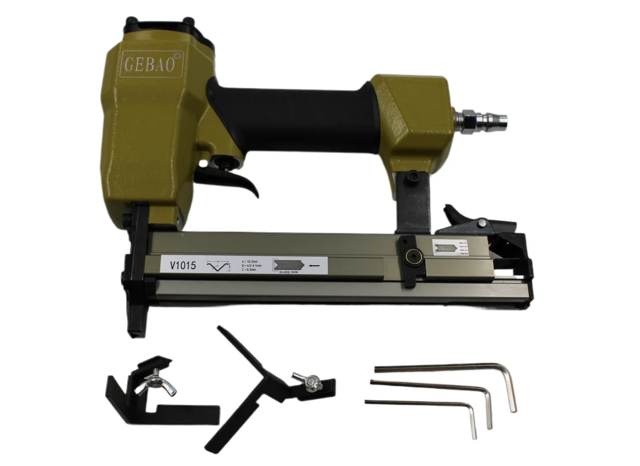 Professional Pneumatic V-Nail Gun for Picture Frame Door Assembly Uses 7/10/12/15mm V-Nails, 4-7kg/cm² Air Pressure Model V1015