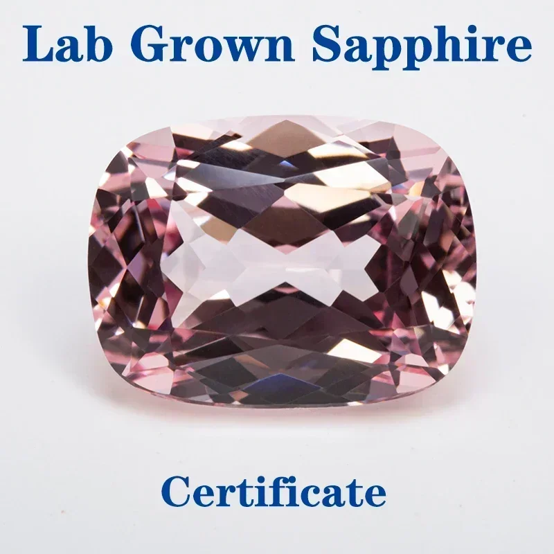 

Top Lab Grown Sapphire Rectangular Cushion Shape Cherry blossom Pink VVS1 Selectable AGL Certificate Charms DIY for Jewel Making