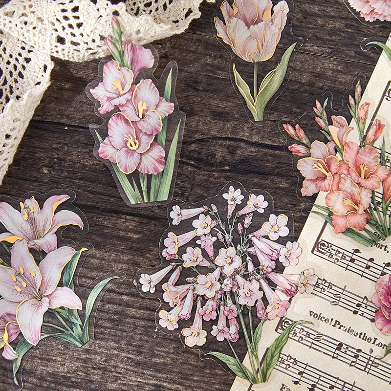 30 Pcs Vintage Dried Flower & Leaf Specimen Stickers Aesthetic Decor for Junk Journal Scrapbooking Creative Stationery Supplies