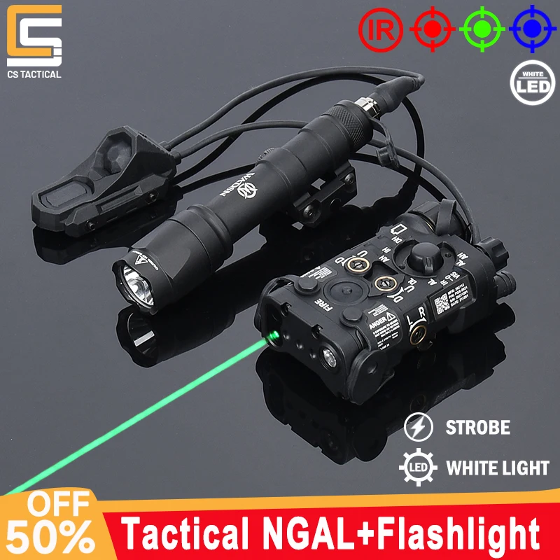 Tactical Metal NGAL WADSN M300A M600C Flashlight With AXON Dual Swtich Fit 20mm Rail Airsoft Weapon Hunting LED Light Laser