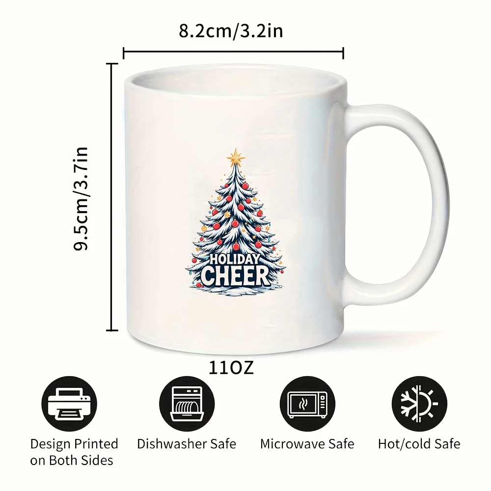 11oz كوب الكرتون شجرة عيد الميلاد تصميم الأبيض ندفة الثلج لهجات الذهب ستار تقليم عطلة يهتف كوب هدية الكريسماس للأطفال Wa #3