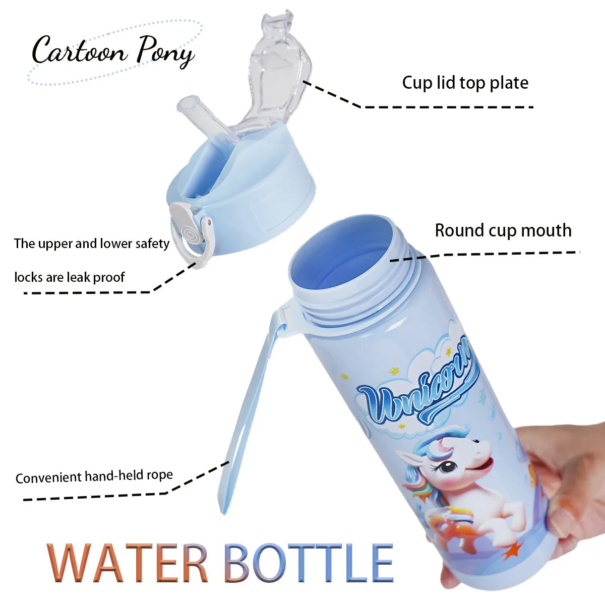 750ml Cute Portable Water Bottle with Handle Multiple Colors Available for Outdoor Camping Gym Use