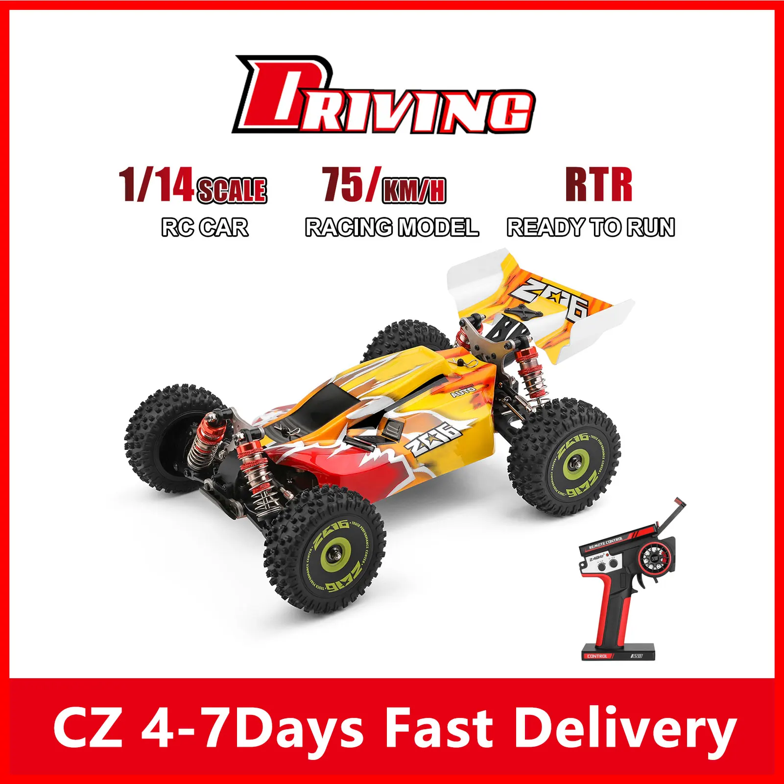 WLtoys XKS 144010 Remote Control Car Off-Road Car High Speed 75km/h 1/14 2.4GHz Racing Car 4WD RTR with Metal Chassis