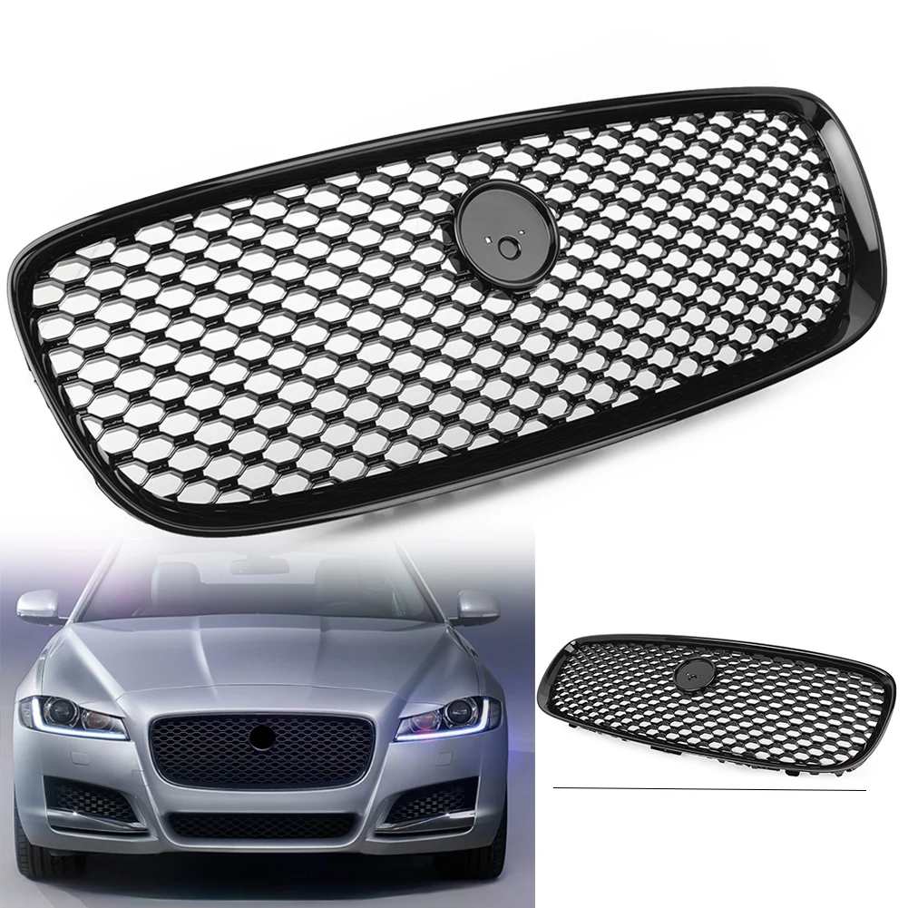 

Car Front Radiator Racing Grille Mesh Grill Replaacement with Emblem For Jaguar XF XFR 2016 2017 2018 2019 2020