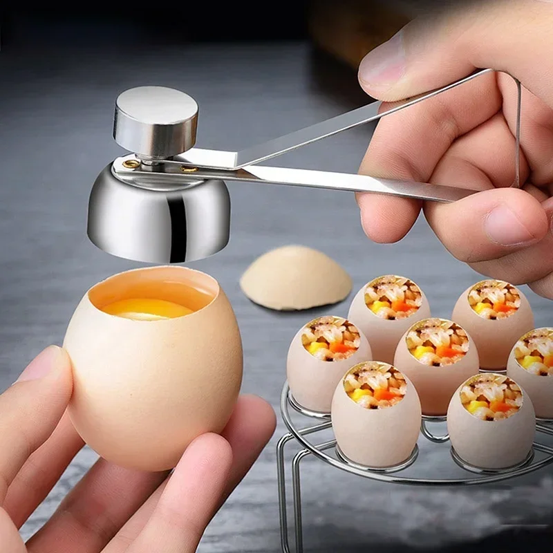 Stainless Steel Egg Topper Cutter – Metal Egg Scissors for Boiled & Raw Eggs, Creative Kitchen Tool Accessory