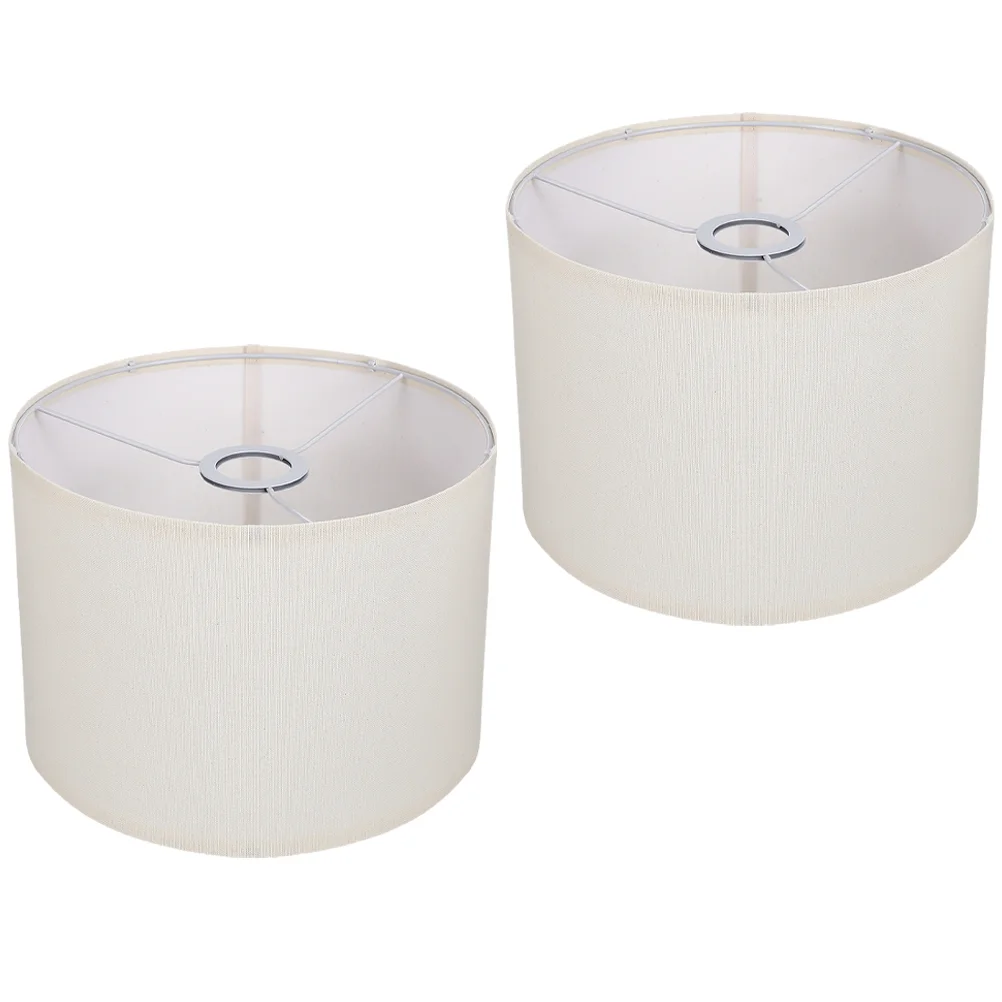 2 Pcs Linen Lampshade Light Bulbs Shades for Table Detachable Drum Lampshades Unique Large