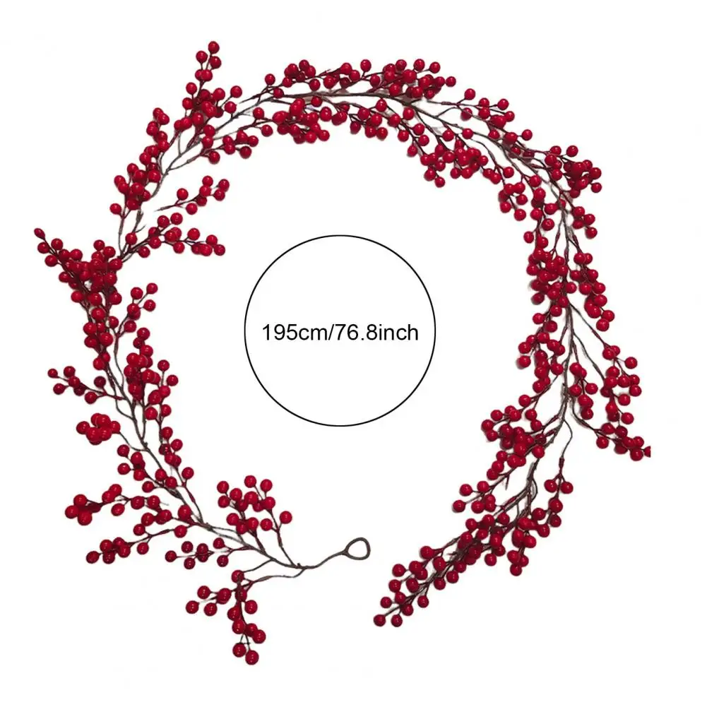 인공 레드 베리 화환 크리스마스 행잉 레드 과일 볼, 폼 덩굴 크리스마스 맨틀 벽난로 베란다 홈 장식, 195 cm, 270cm