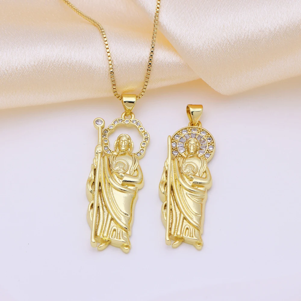 5 pcs/lot 18K Gold Plated Unique Religious Cross Pendant Necklace with CZ Chic Bohemian Stylish Chain Necklaces for Women