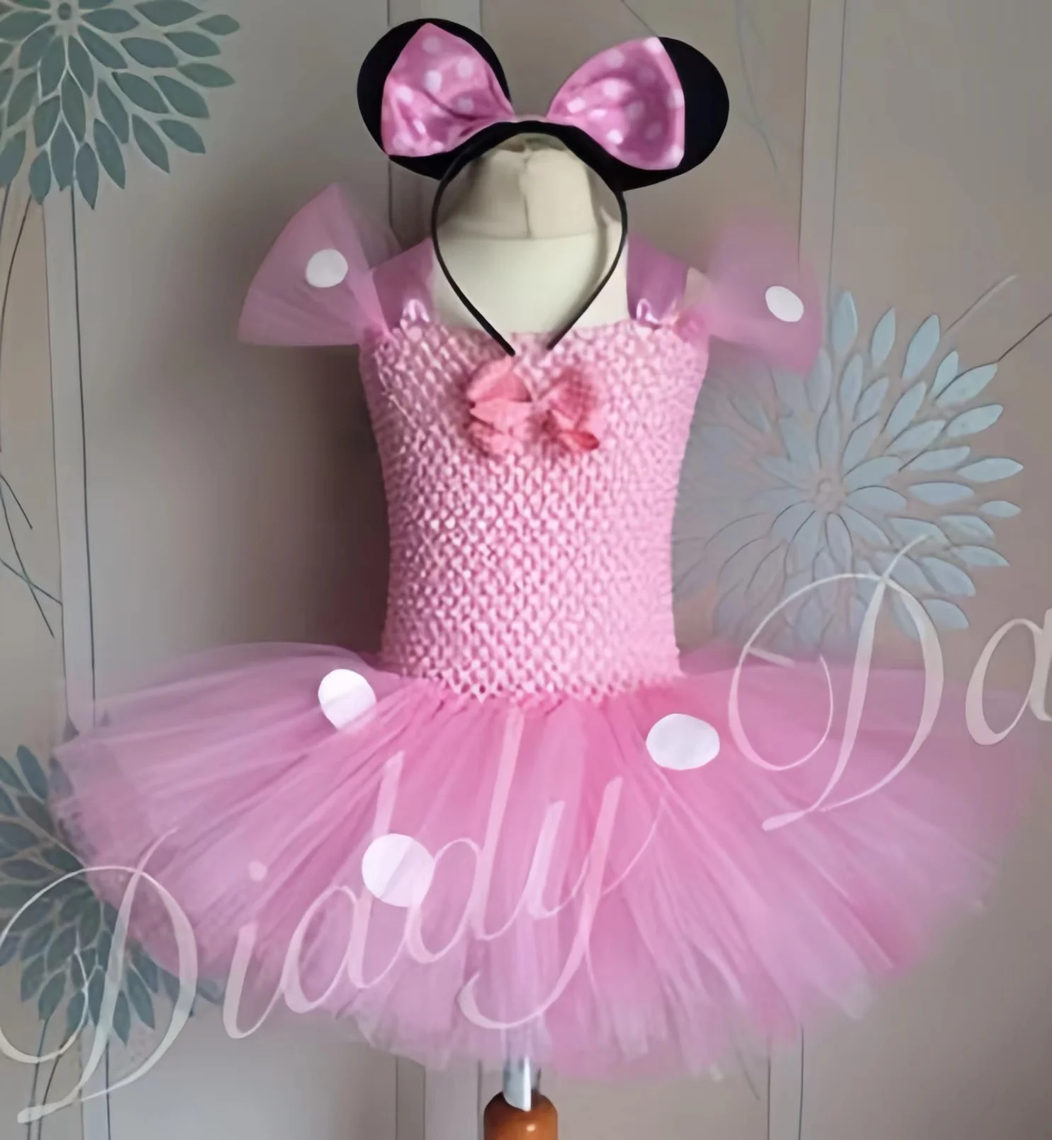 Baby Girls Minnie Tutu Dress Minnie Birthday Party Costume with Mouse Ears Headband Set 3 Color Options Baby Tutu Dresses 0-9Y