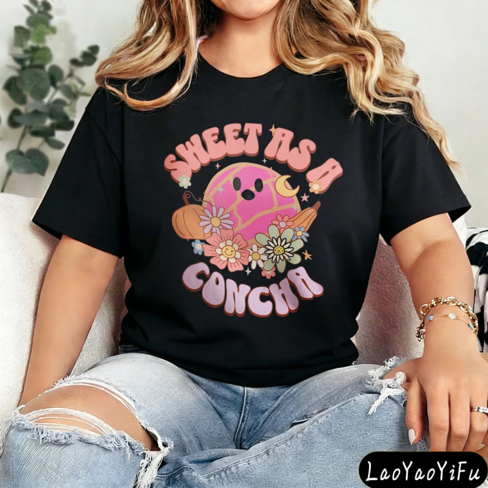 Camiseta Dulce Como Una Concha, Regalo para Amantes del Pan Dulce, Camiseta Mexicana de Concha, Regalo para Mamá, Camiseta de Pan Dulce, Tops Casuales de Moda para Mujer