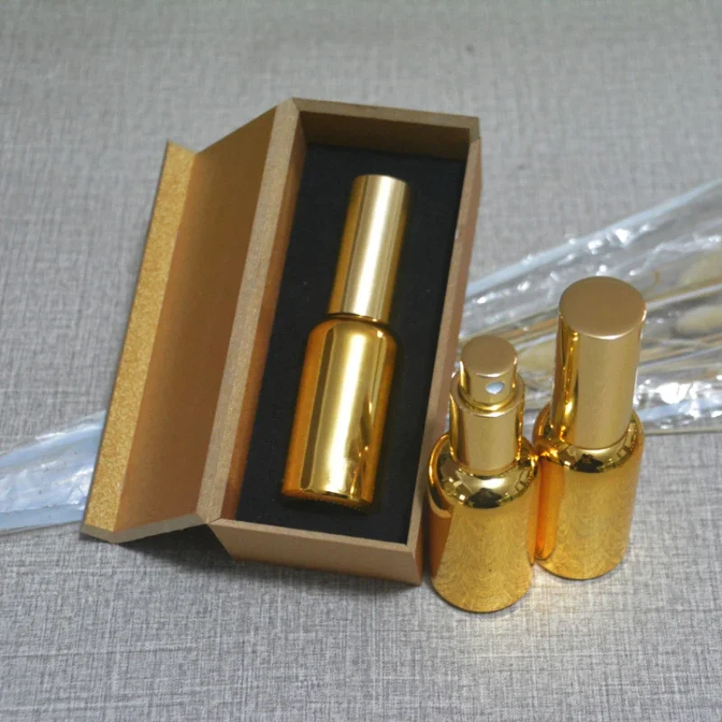 4pcs 30ml High Temperature Gold Plated Atomiser Spray Bottle with Wooden Box,empty Refillable Glass Bottle, Perfume Subpackage
