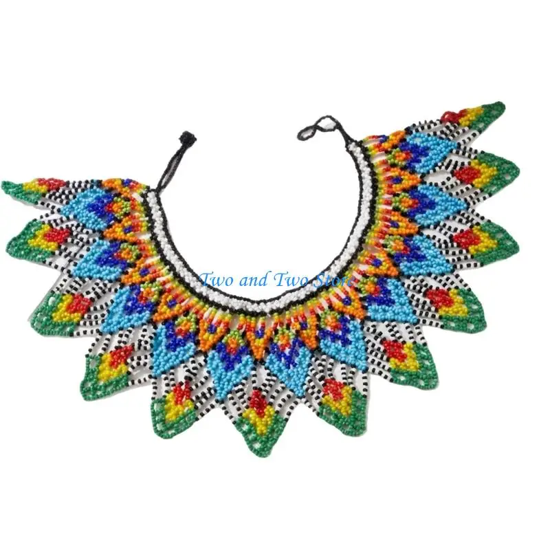 HX6F Contemporary Geometric Beaded Lariat Necklace Edgy Modern Jewelry Accessories Casual Or Formal Outfit Enhancer