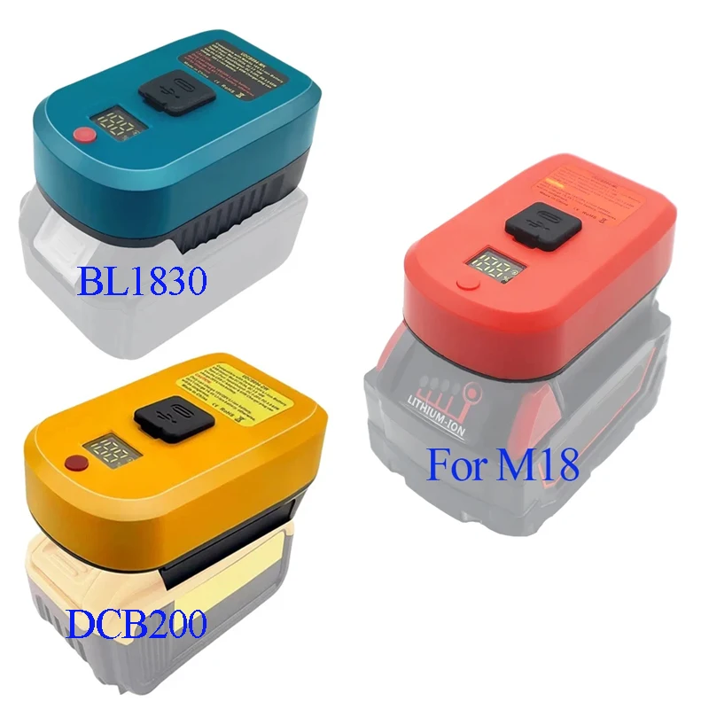 

Адаптер-преобразователь 65 Вт для Makita, Bosch, Milwaukee, для M18, для DeWalt, 18 В, зарядное устройство для литиевой батареи, USB Type-C Power Bank