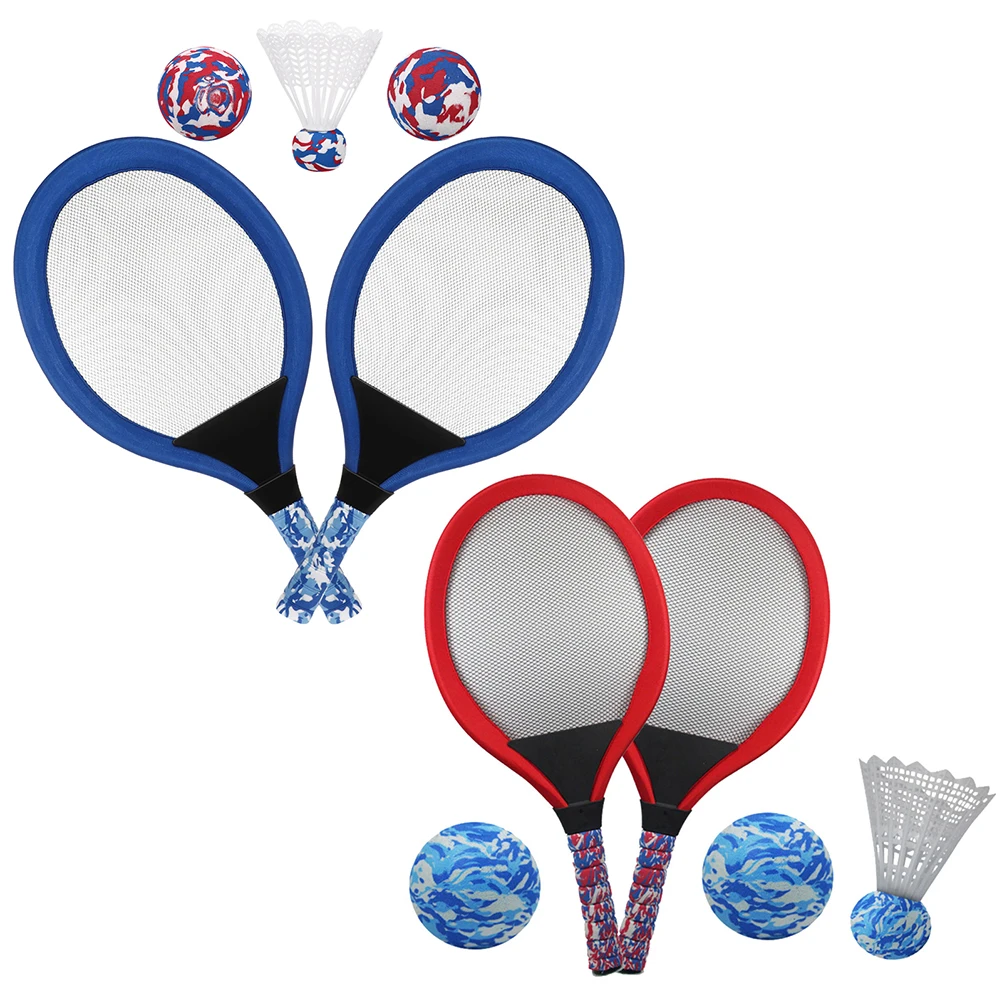 

2Sets Beach Tennis Racket Set for Ergonomic Handle Soft Mesh Surface Outdoor Play Equipment Sports Gear Assorted