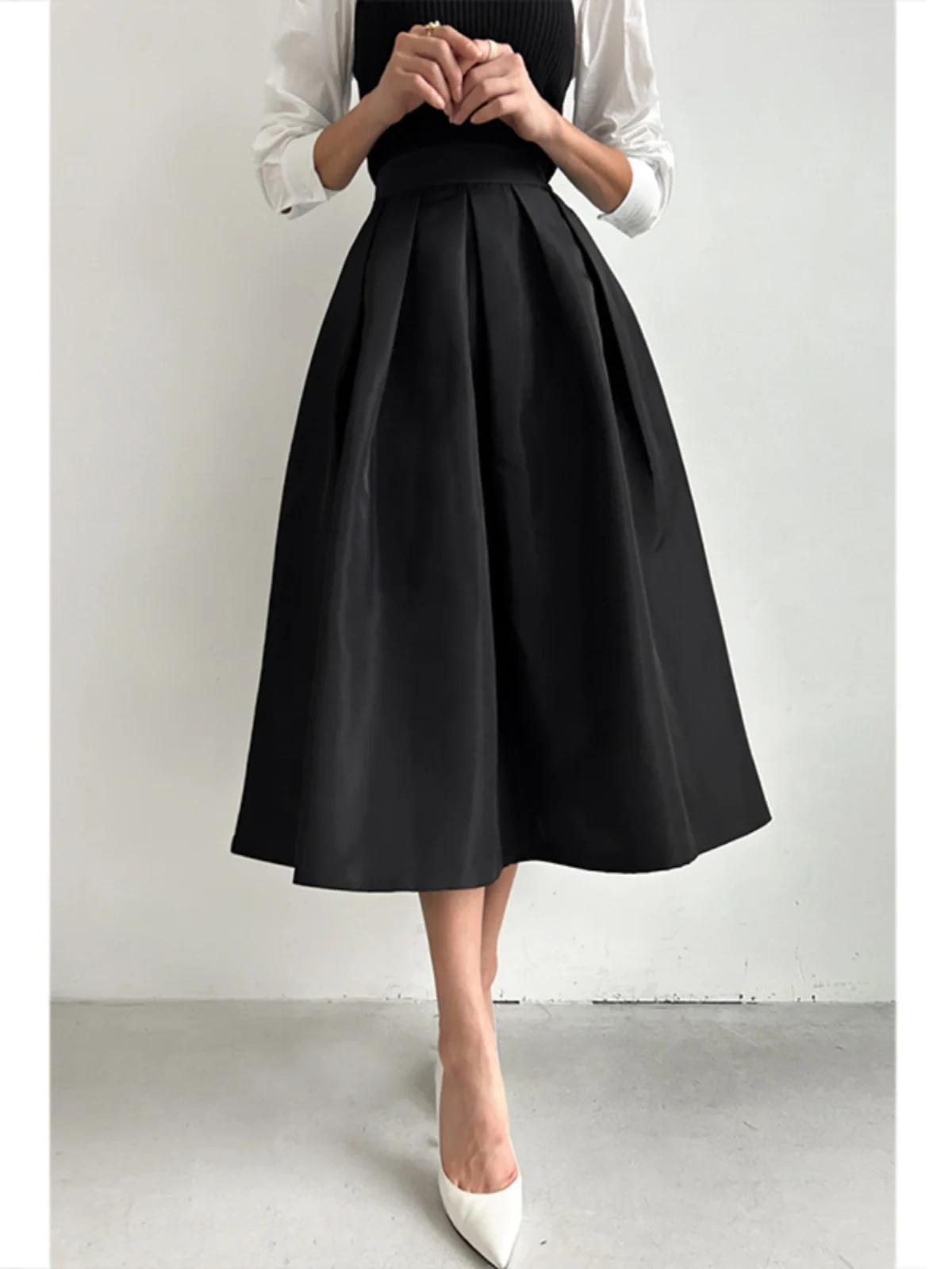 

High Waist A-Line Midi Skirt Women's Spring Summer New Style Commute Umbrella Skirt Design Slimming Versatile Suit Skirt
