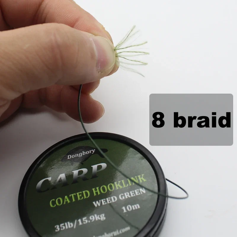 10 M Carp Fishing Line Coated Hook Link 15 25 35 LB Braid HookLink Skinlink Semi Stiff for Hair Rig Coarse Fishing Tackle