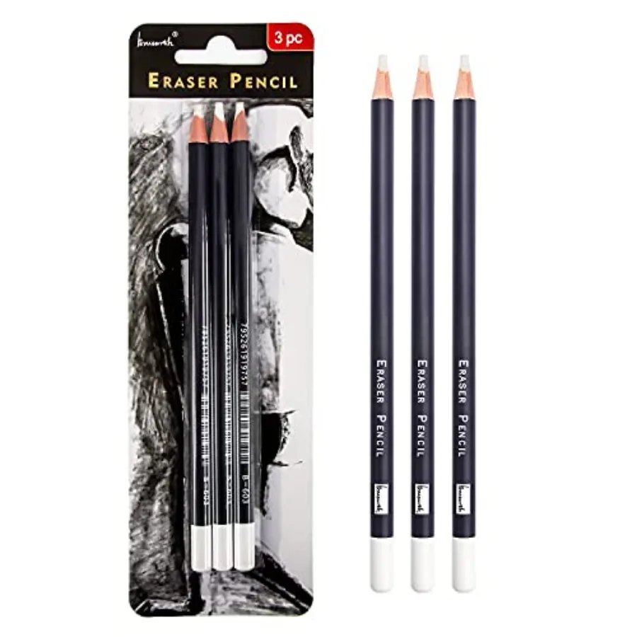 

3pc Eraser Set - Fine Detail Eraser for Sketching, Charcoal Drawings and Colored Pencils