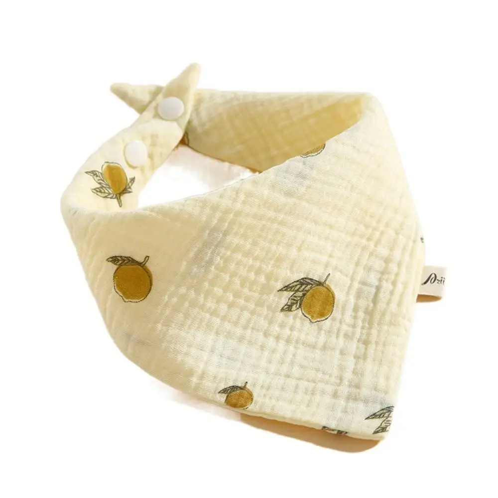 

Baby Accessory Printing Baby Muslin Bibs Snap Button Solid Color Saliva Towel Soft Ruffle Burp Cloths Infant Scarf