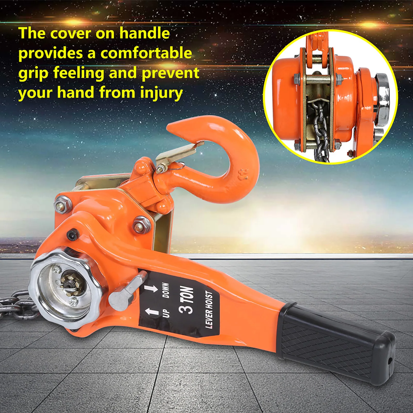 Orange Color 3t/3000kg Chain Block Hoist Ratchet Hoist Ratchet Lever Pulley Lifting 3meters Chain Block Lever Hoist Pulley Hoist
