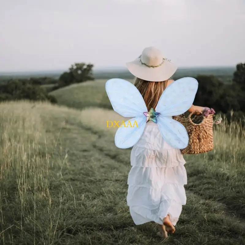 Dxaa fantasia asa borboleta, cosplay, asa fadas, dia bruxas, asa anjo, princesa, adereços performance, e