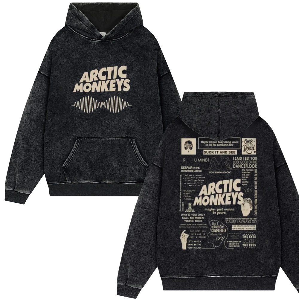 Rock Arctic Monkeys 2024 Tour Music Tracklist Print Vintage Washed Men Women Hip Hop Retro Fashion Oversized Streetwear Pullover