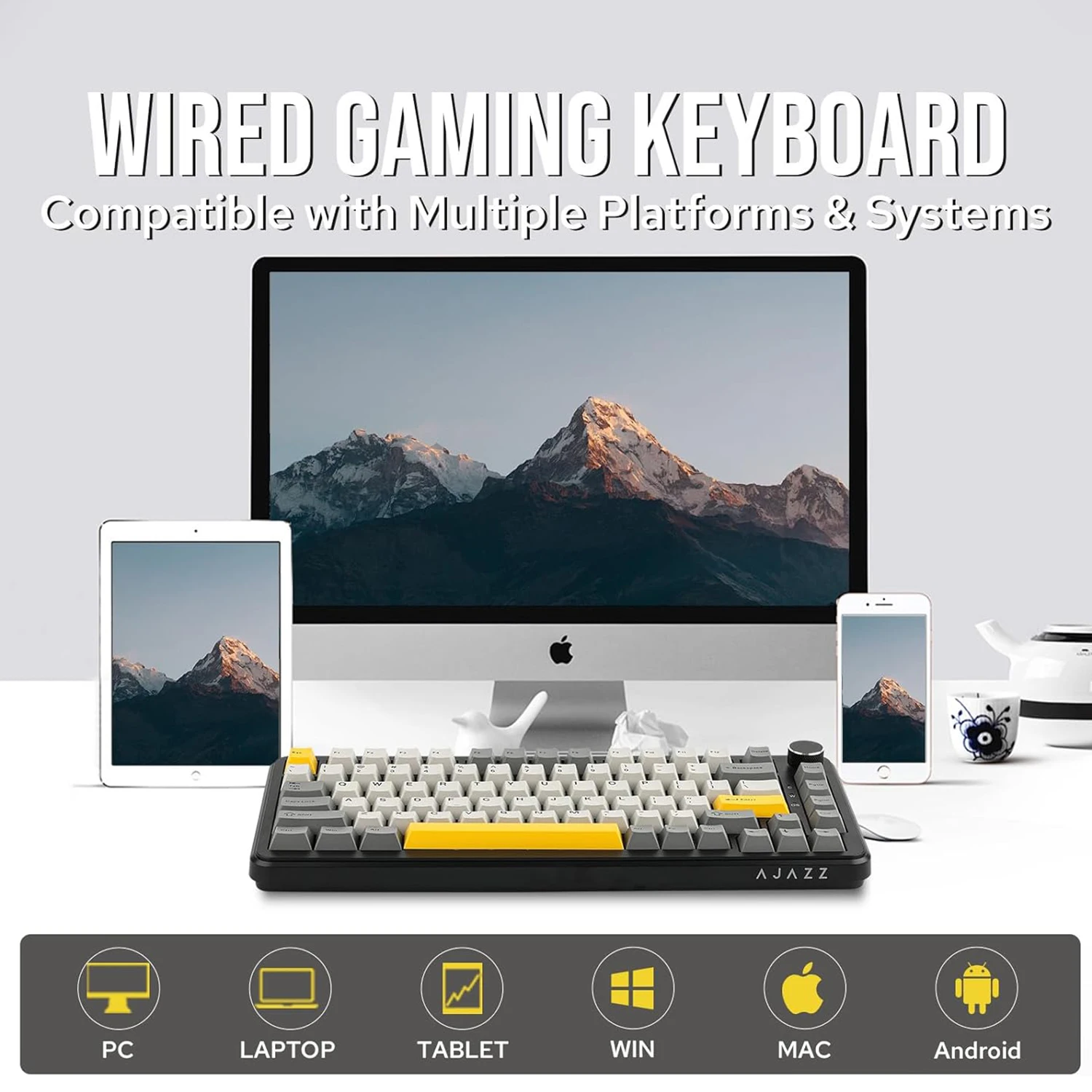 AJAZZ AK820 MAX Wired HE Effect Magnetic Switch Gaming Keyboard Gasket Structure Full-Key Hot-swappable For E-Sport RGB Keyboard