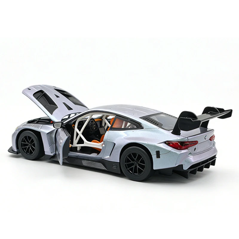 Novo 1:24 bmw m4 gt3 supercar liga modelo de carro som e luz brinquedo das crianças colecionáveis presente aniversário
