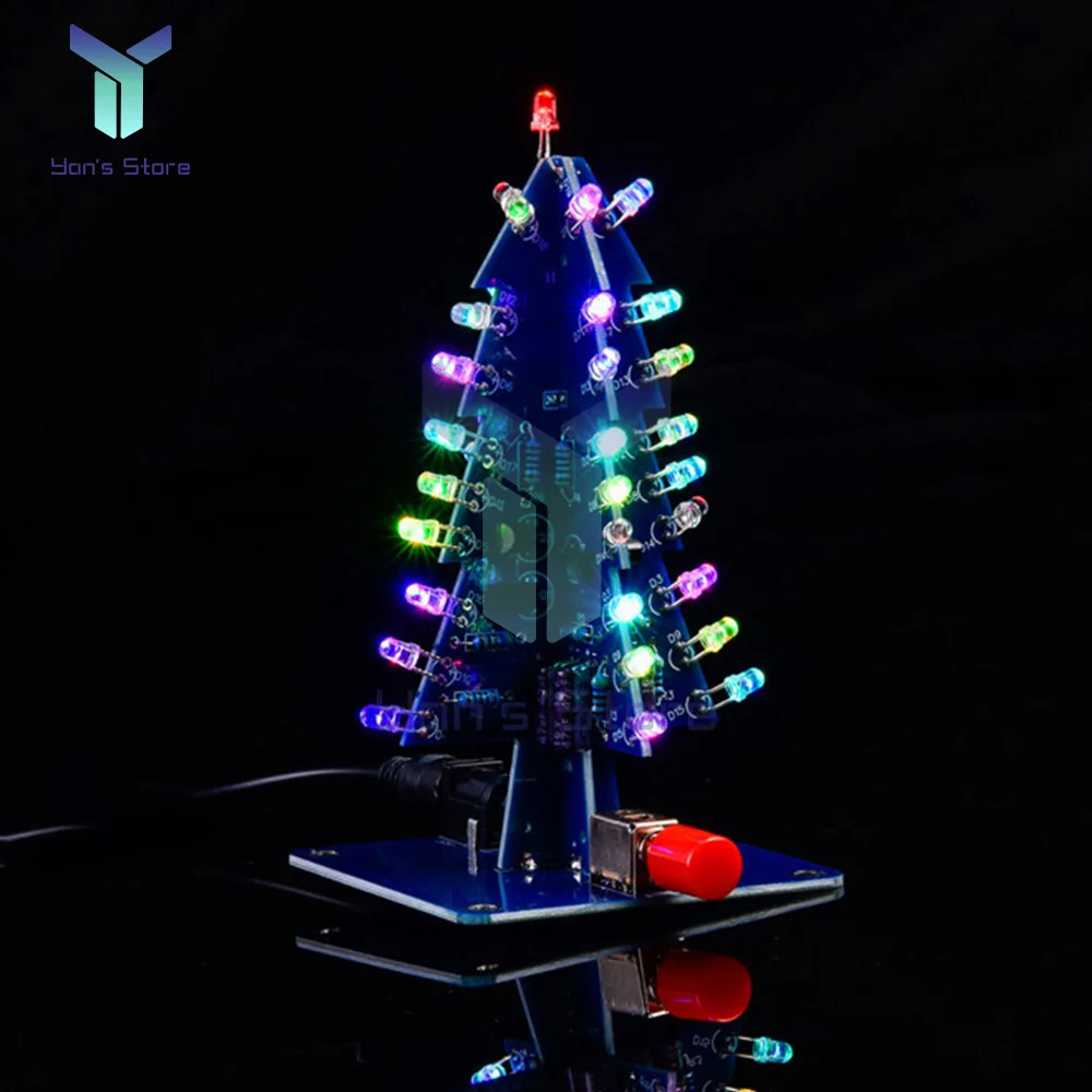 Albero di natale 3D tridimensionale kit fai da te elettronica saldatura LED albero di natale Flash colorato per l'apprendimento della pratica di saldatura
