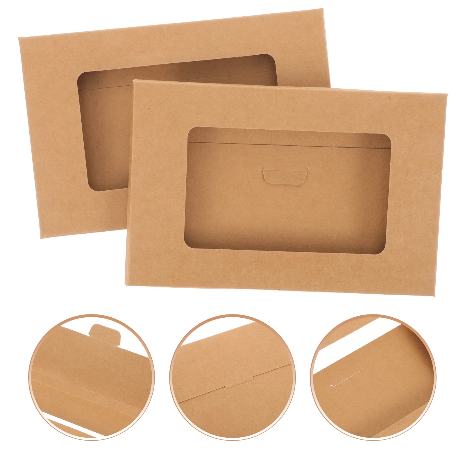 

10Pcs Envelope Box Kraft Paper Postcard Storage Container Open Window Mailing Box Organizer Document Holder Envelop Paper Cases