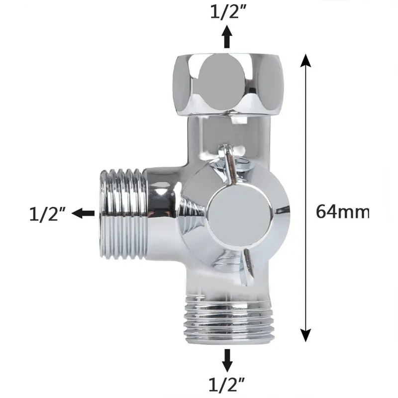 Imagem -02 - Chuveiro Três-way Conector de Bronze Válvula Desviador em Forma de t Adaptador Ajustável Separador de Água Torneira Divisor Banheiro Peças g1