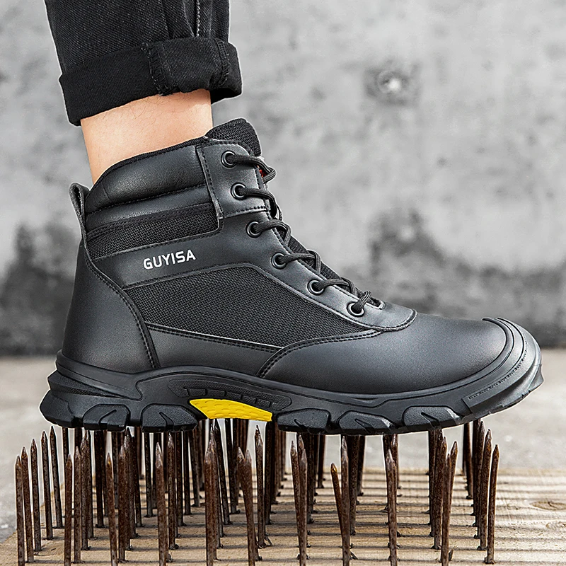 Safety Shoes for Men Steel Toe Boots Anti smashing Anti piercing Durable Breathable High Top Construction Work Protective Shoes