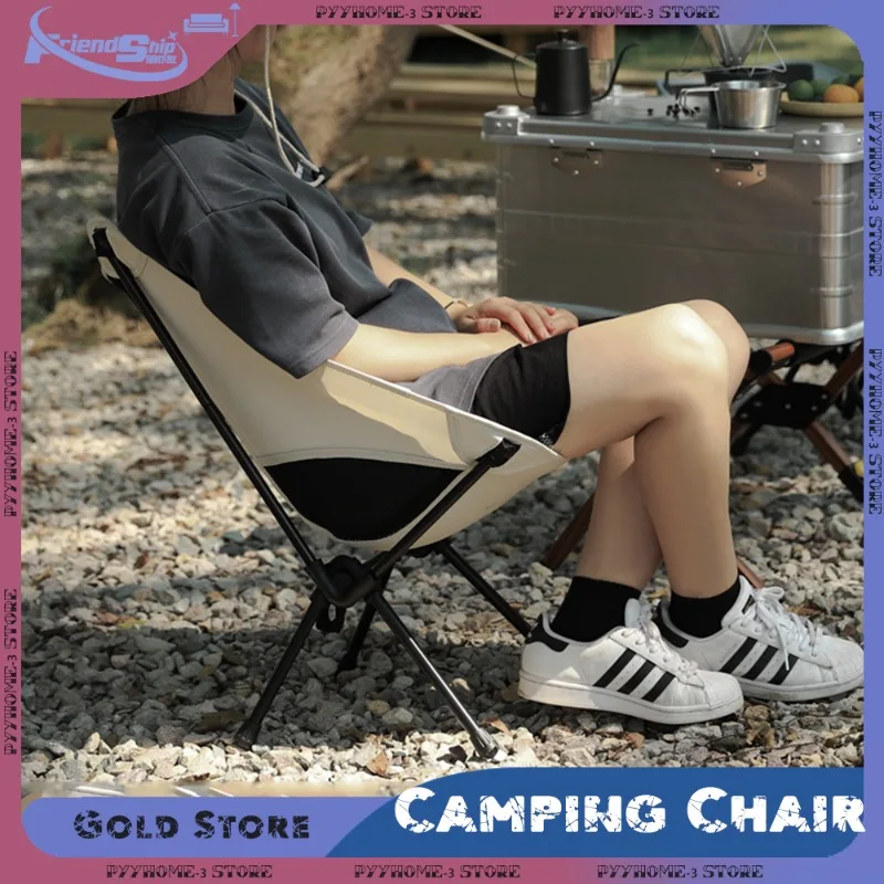 

Foldable Moon Chair Portable Light Weight with Storage Bag Travel Camping Picnic Fishing Seat for Outdoor Backyard Garden BBQ