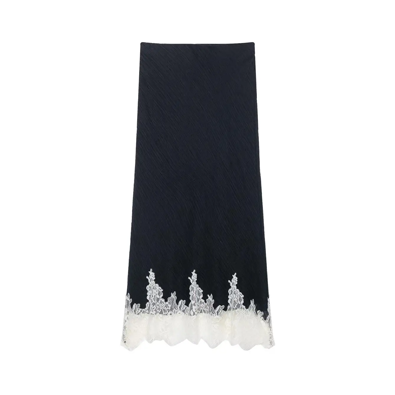 Neues Damen 2-Teiliges Set Spitzen-Patchwork Einfarbig Schlankes Bodycon Street-Style Ärmelloses Oberteil und Midi-Rock Eleganter Schicker Anzug für Frauen – Detail 11