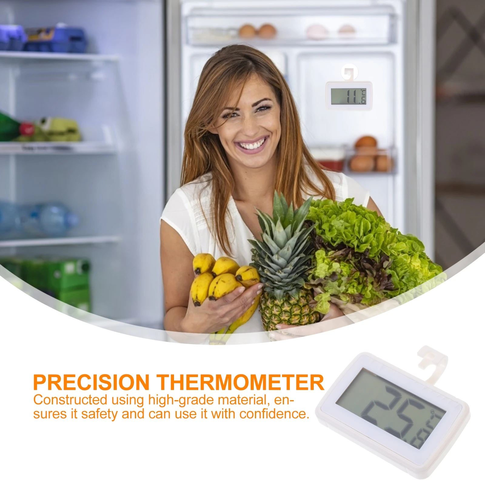 

Digital Temperature Meter Refrigerator Thermometer High Fridge Freezer Gauge Large Display Easy Storage